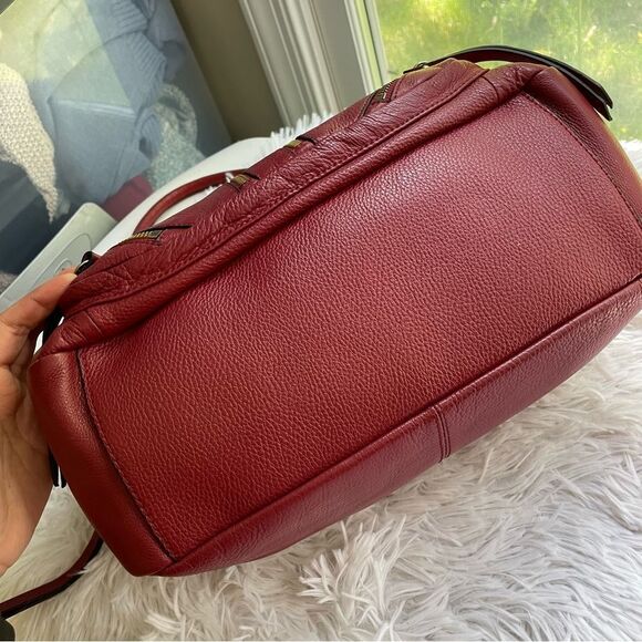 FRANCO SARTO Red Leather zip top double handle shoulder bag/ satchel medium - Picture 8 of 12